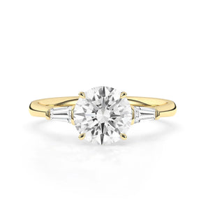 Stunning 2.0 CT Round Moissanite Engagement Ring with Three Stone Design