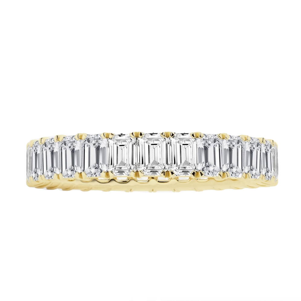 Stunning 0.6 TCW Emerald Moissanite Stone Full Eternity Wedding Band 1