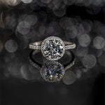 Stunning 4.0 CT Round Moissanite Engagement Ring with Halo & Pave Design 1
