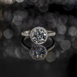 Stunning 4.0 CT Round Moissanite Engagement Ring with Halo & Pave Design 1