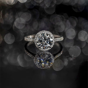 Stunning 4.0 CT Round Moissanite Engagement Ring with Halo & Pave Design