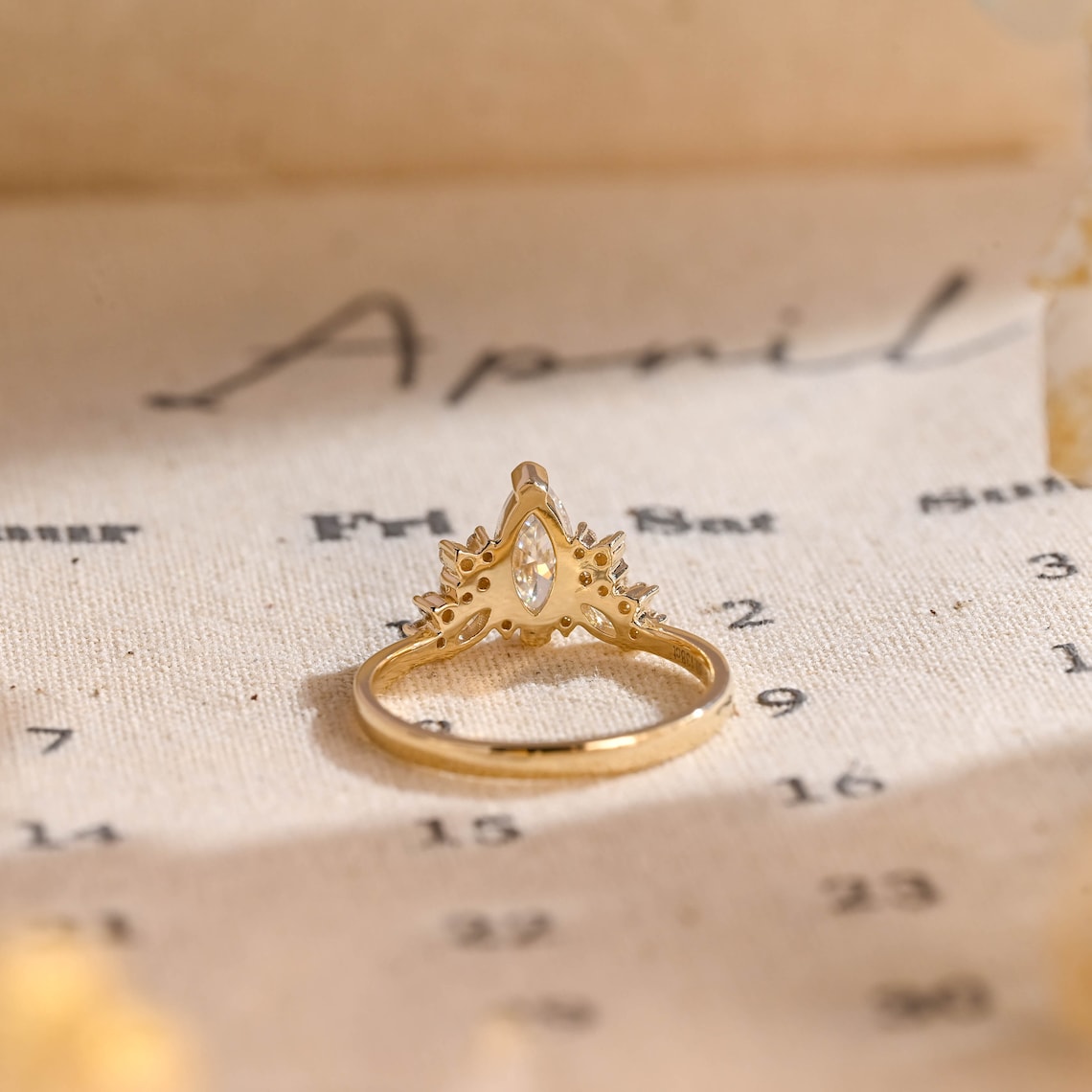 Stunning 1.0 CT Marquise Cut Moissanite Engagement Ring with Cluster Design 8