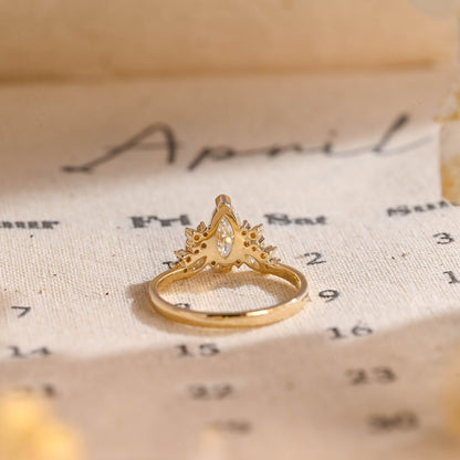 Stunning 1.0 CT Marquise Cut Moissanite Engagement Ring with Cluster Design 8