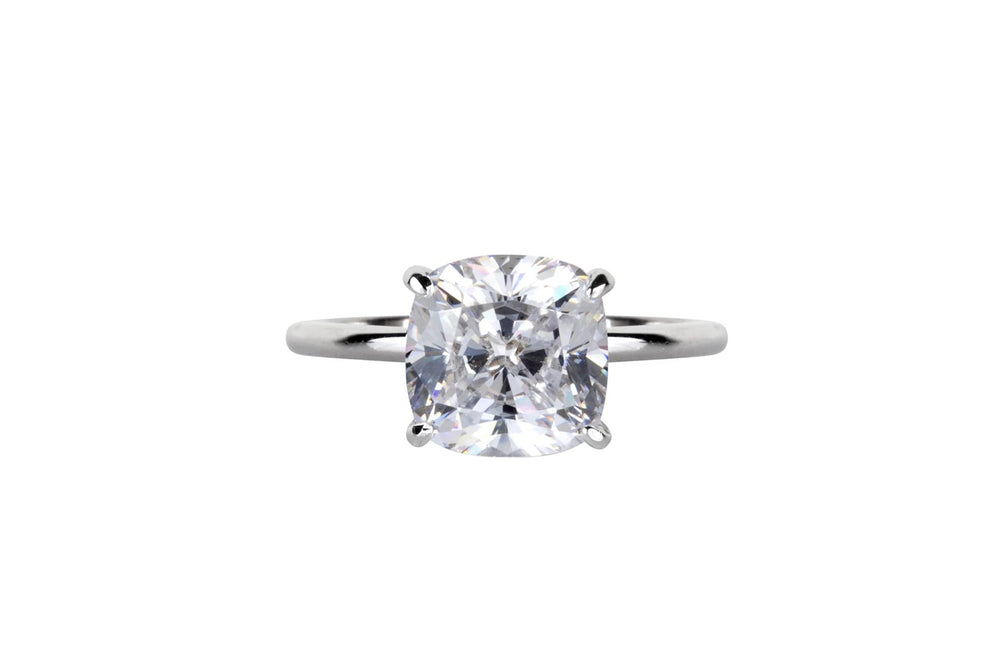 Cushion Cut Solitaire Style Cubic Zirconia in 925 Sterling Silver Ring 1