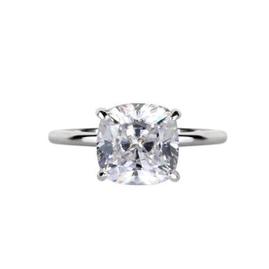 Cushion Cut Solitaire Style Cubic Zirconia in 925 Sterling Silver Ring