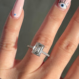 Stunning 3.0 CT Emerald Cut Moissanite Engagement Ring with Hidden Halo &Pave Design 5