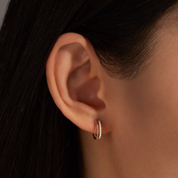 Stunning 0.20 TCW Round Cut Moissanite Hoops Earrings in Gold 3