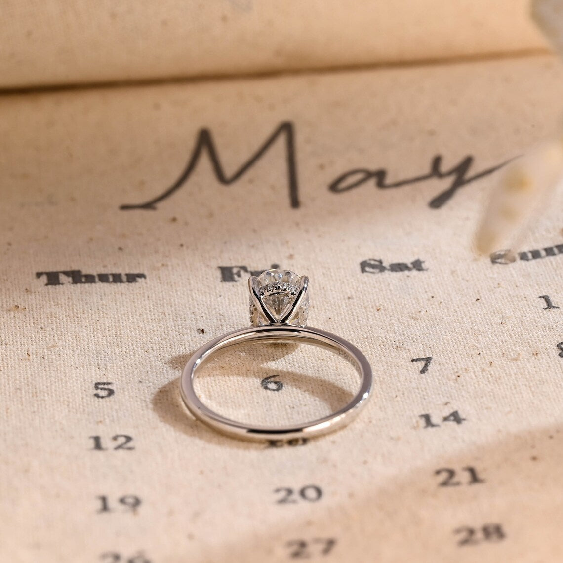 Stunning 3.0 CT Oval Moissanite Engagement Ring with Hidden Halo Design 4