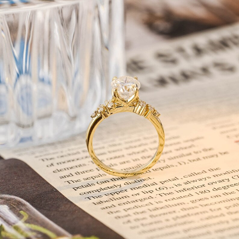 Stunning 2.0 CT Oval Moissanite Engagement Ring with Cluster Design 4