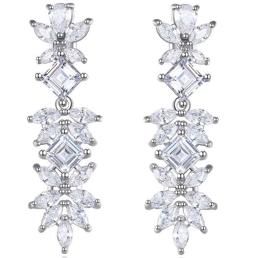 Round Cut Cubic Zirconia in 925 Sterling Silver Earrings 1