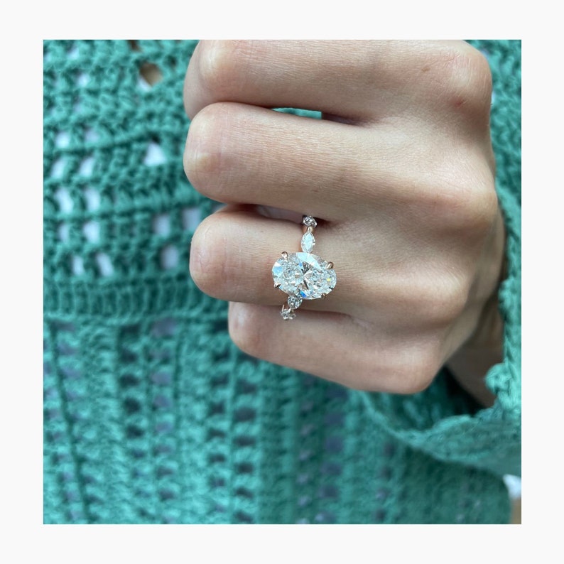 Stunning 2.5 CT Oval Moissanite Engagement Ring in a Hidden Halo Design 4