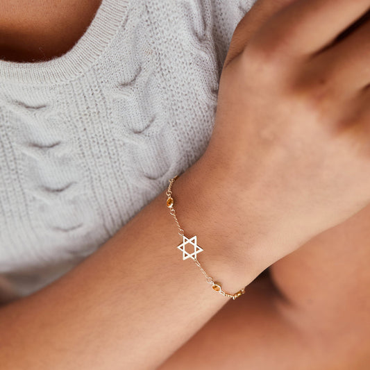 1.5 TCW Round Citrine Lab Made Diamond-November Birthstone Bracelet 2