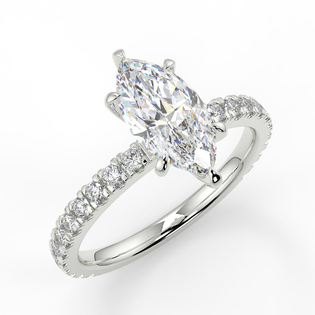 Stunning 1.05 CT Marquise Moissanite Engagement Ring with Pave Design 5