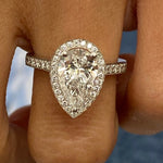 Stunning 1.75 CT Pear Moissanite Engagement Ring with Halo & Pave Design 6