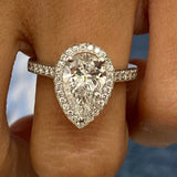Stunning 1.75 CT Pear Moissanite Engagement Ring with Halo & Pave Design 6