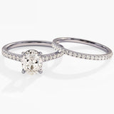 1.50 CT Oval Cut Moissanite Pave Bridal Ring Set with Round Half Eternity Wedding Bands 3