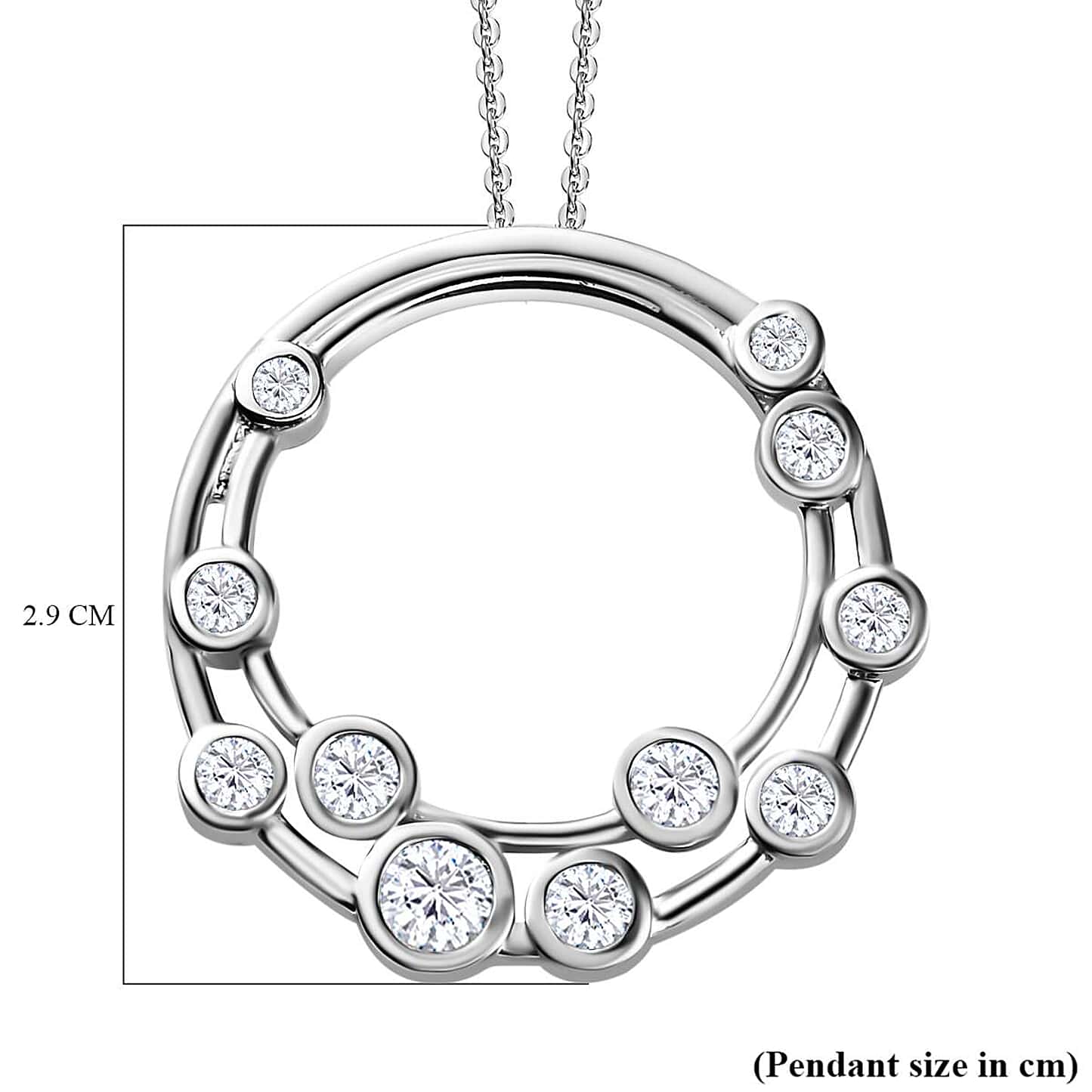 Round Cut Cubic Zirconia in 925 Sterling Silver Necklace 6