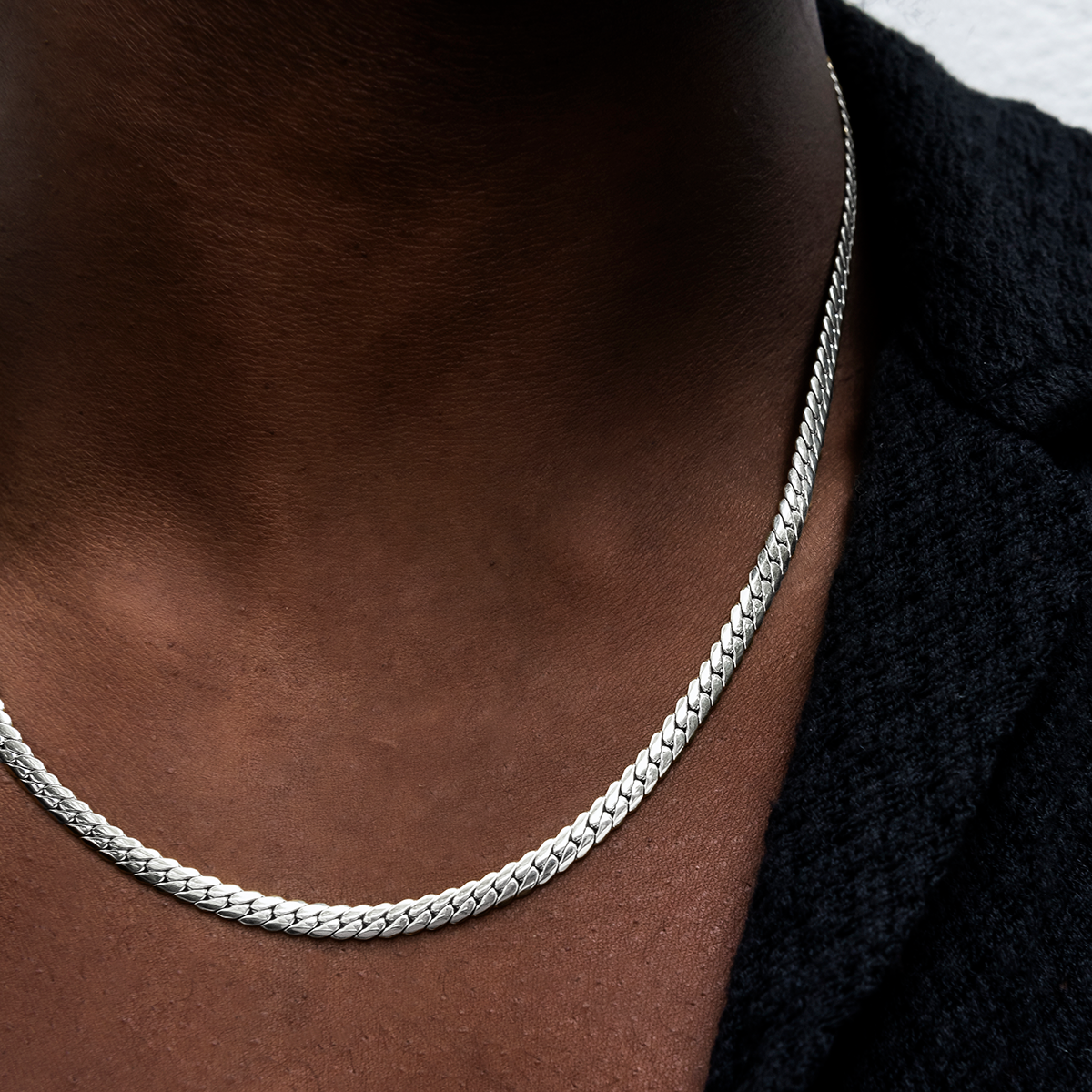 Cuban Style Silver Necklace For Him 3