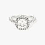 Stunning 1.0-2.0 CT Cushion Moissanite Engagement Ring with Halo & Pave Design 4