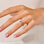1.0 CT Round Cut Moissanite Bridal Ring Set with Round Wedding Bands 8
