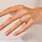 1.0 CT Round Cut Moissanite Bridal Ring Set with Round Wedding Bands 8
