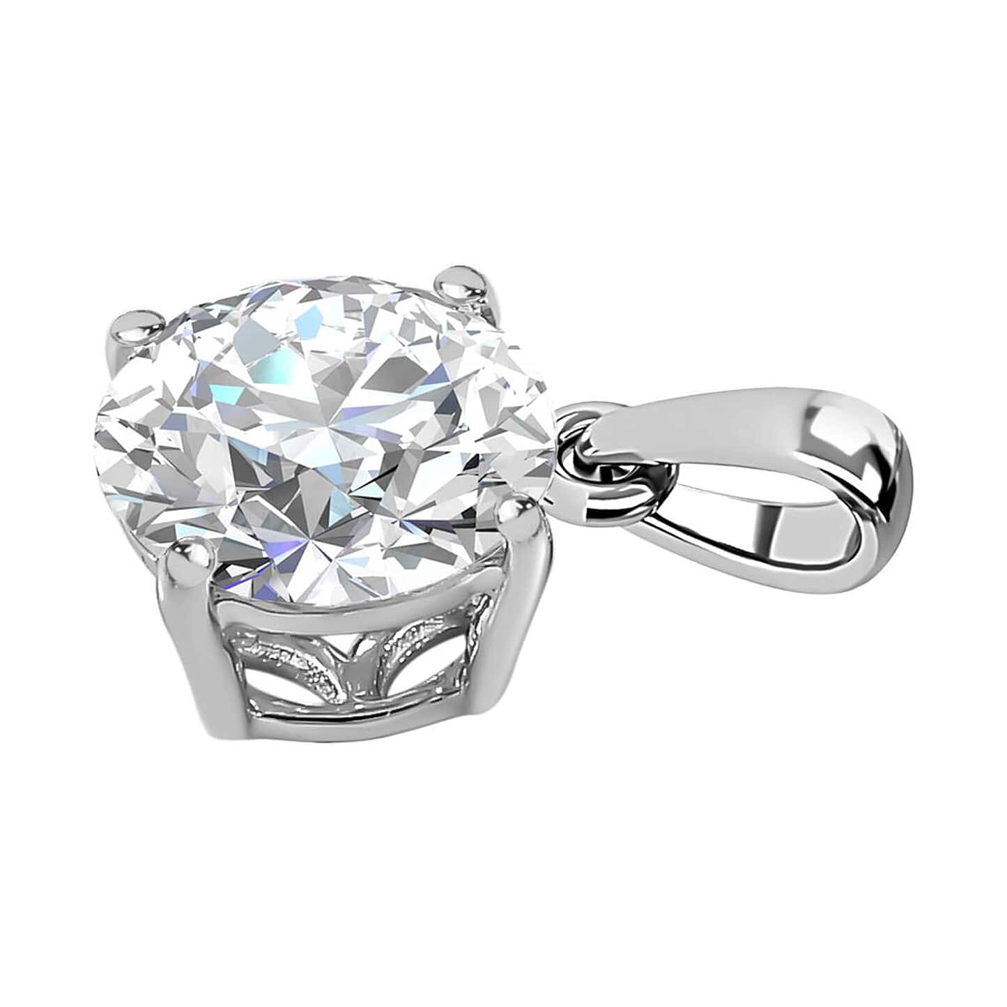 Round Cut Cubic Zirconia in 925 Sterling Silver Necklace 4