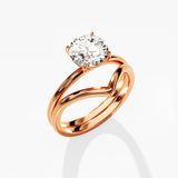 1.50 CT Round Cut Moissanite Bridal Ring Set with Plain Wedding Bands 5