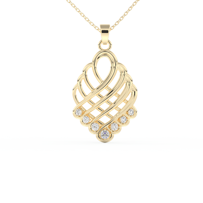 Stunning 0.158 CT Round Moissanite Diamond Multi Stones Necklace in Solid Gold