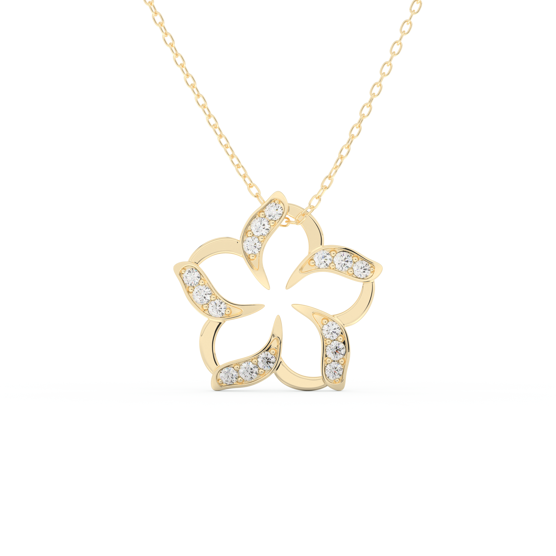 Stunning 0.23 CT Round Moissanite Diamond Flower Necklace in Solid Gold