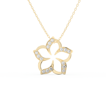 Stunning 0.23 CT Round Moissanite Diamond Flower Necklace in Solid Gold