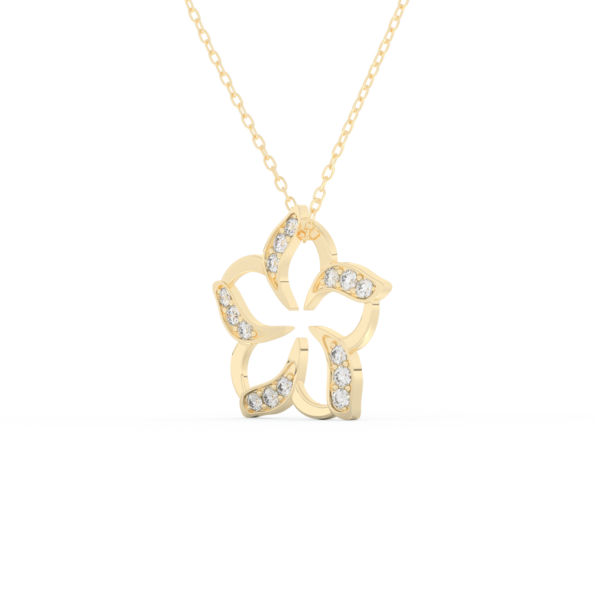 Stunning 0.23 CT Round Moissanite Diamond Flower Necklace in Solid Gold