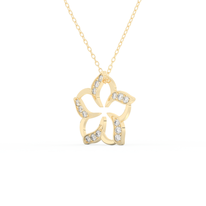 Stunning 0.23 CT Round Moissanite Diamond Flower Necklace in Solid Gold
