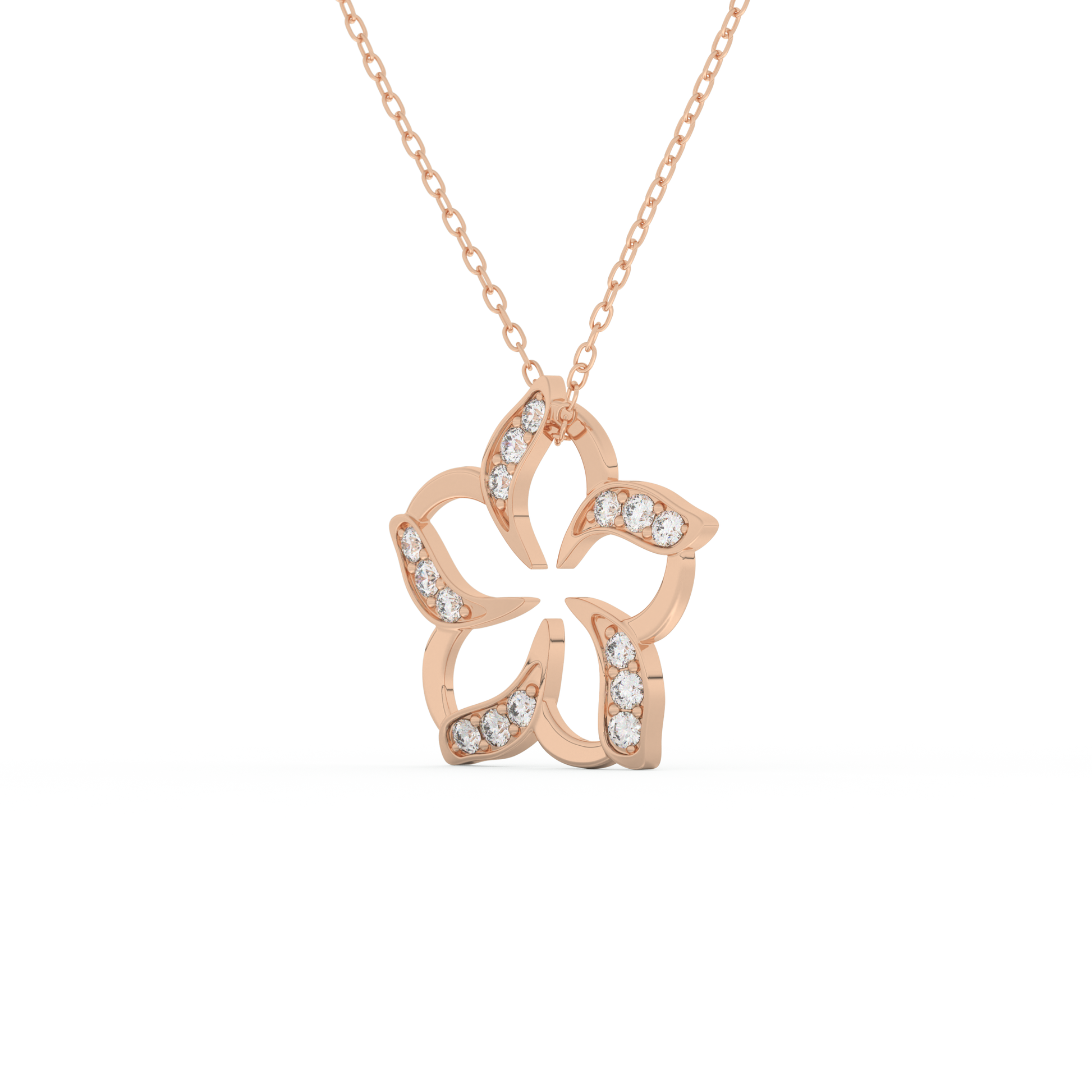 Stunning 0.23 CT Round Moissanite Diamond Flower Necklace in Solid Gold