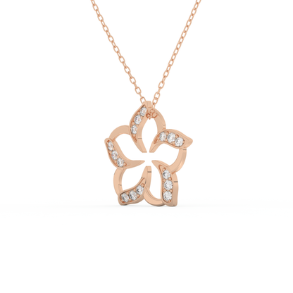 Stunning 0.23 CT Round Moissanite Diamond Flower Necklace in Solid Gold