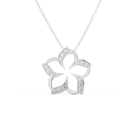 Stunning 0.23 CT Round Moissanite Diamond Flower Necklace in Solid Gold