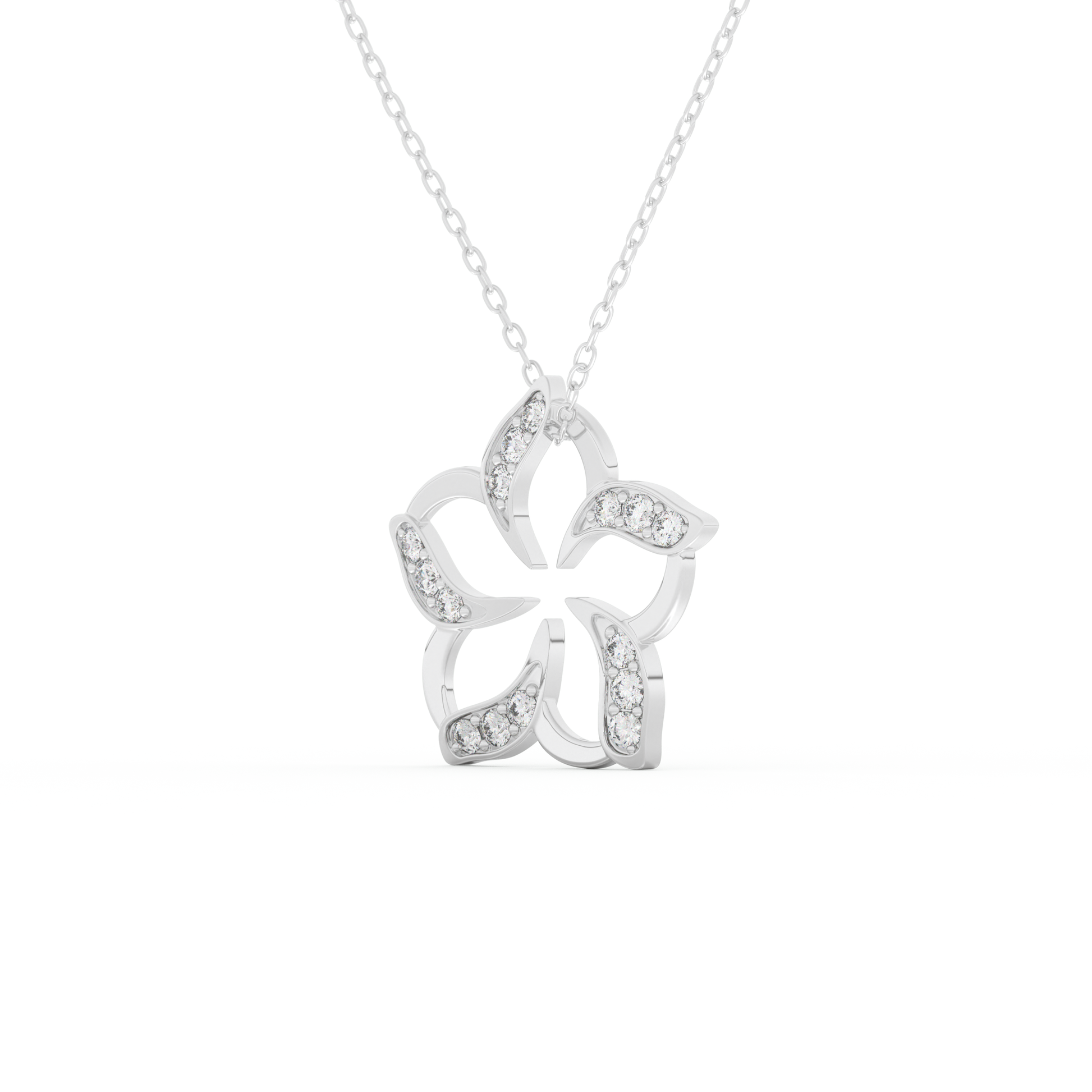 Stunning 0.23 CT Round Moissanite Diamond Flower Necklace in Solid Gold