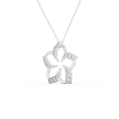 Stunning 0.23 CT Round Moissanite Diamond Flower Necklace in Solid Gold