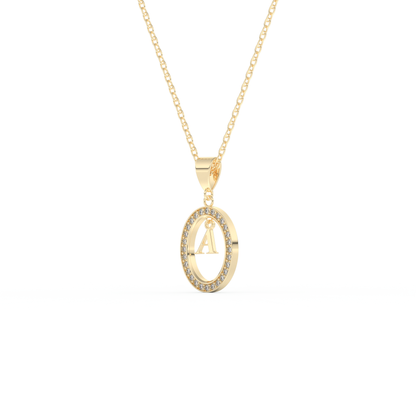 Stunning 0.05 CT Round Moissanite Diamond A Initial Necklace in Solid Gold