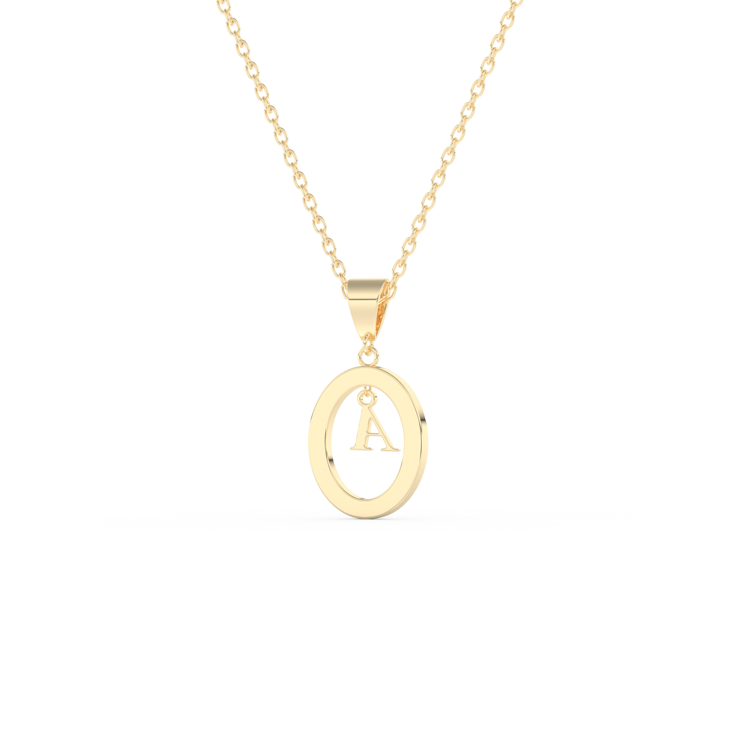 Stunning 0.05 CT Round Moissanite Diamond A Initial Necklace in Solid Gold