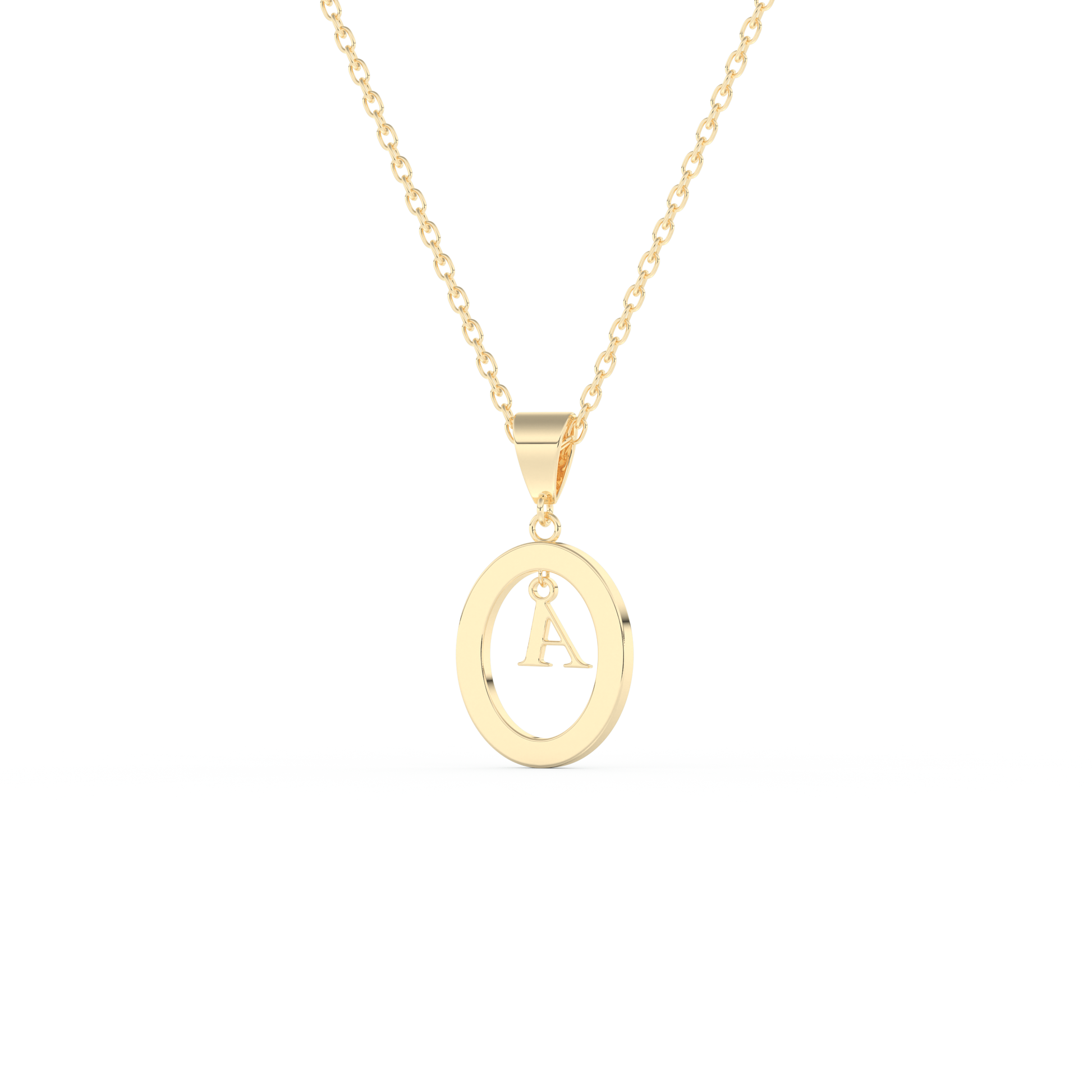 Stunning 0.05 CT Round Moissanite Diamond A Initial Necklace in Solid Gold