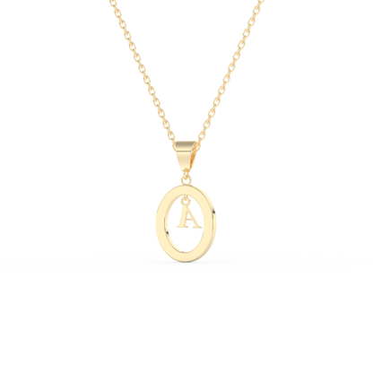 Stunning 0.05 CT Round Moissanite Diamond A Initial Necklace in Solid Gold