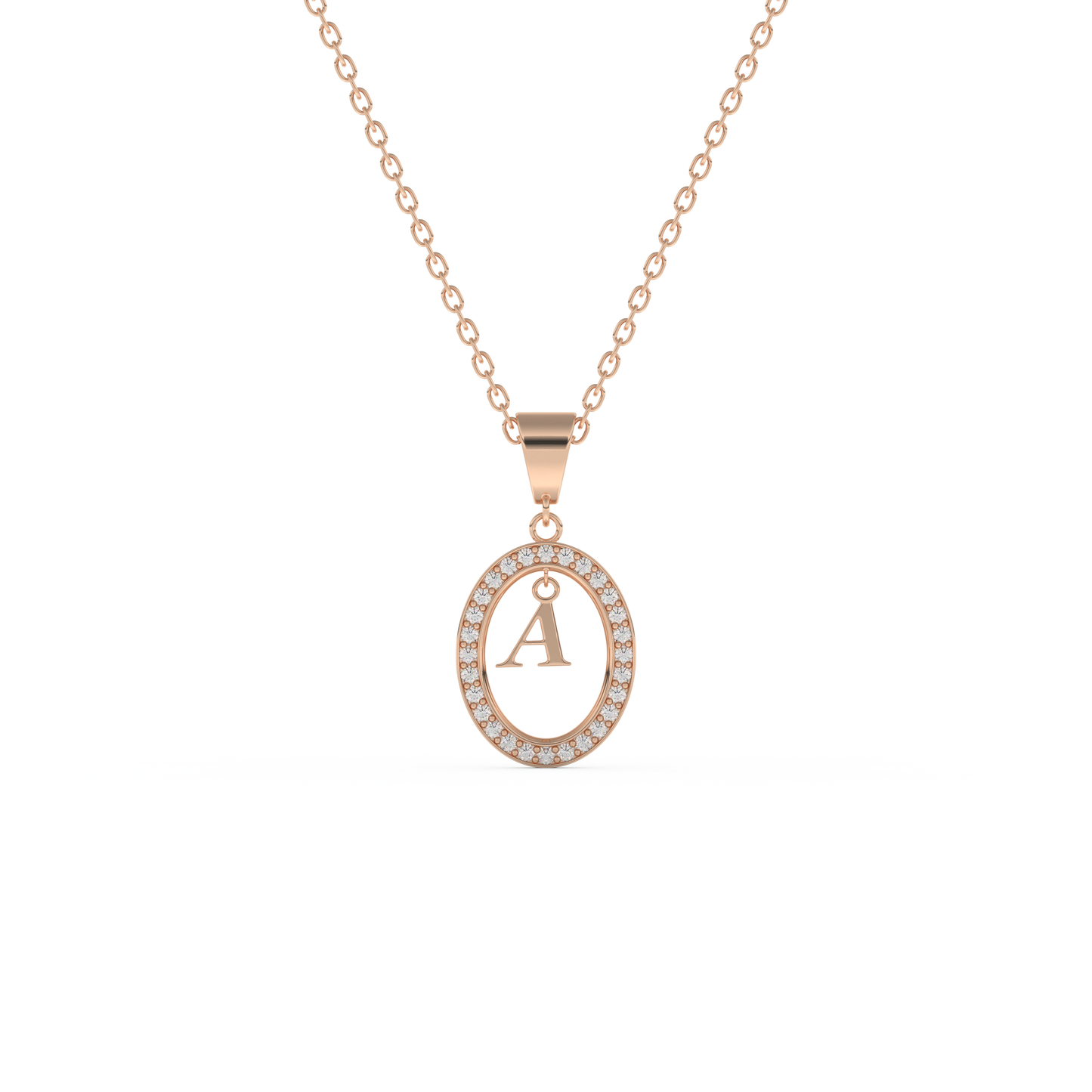Stunning 0.05 CT Round Moissanite Diamond A Initial Necklace in Solid Gold