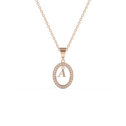Stunning 0.05 CT Round Moissanite Diamond A Initial Necklace in Solid Gold