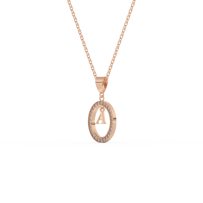 Stunning 0.05 CT Round Moissanite Diamond A Initial Necklace in Solid Gold