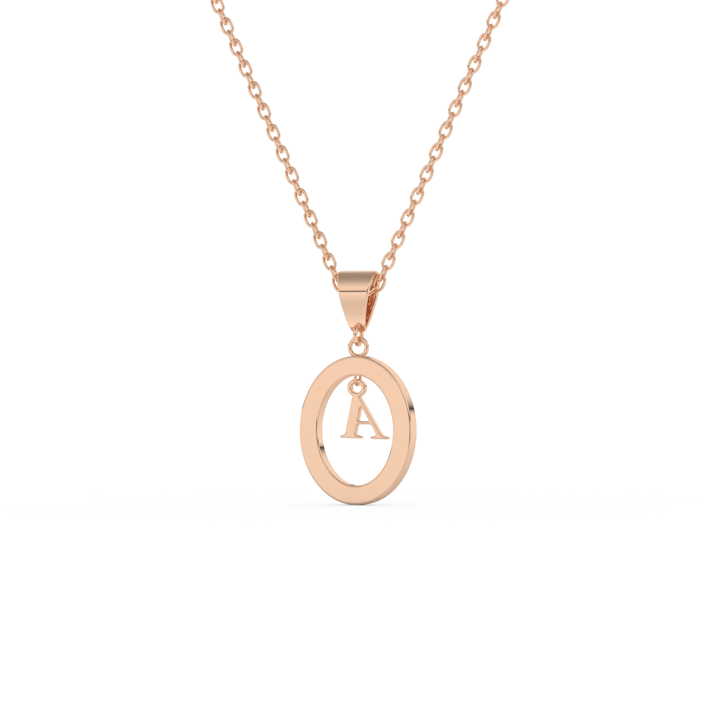 Stunning 0.05 CT Round Moissanite Diamond A Initial Necklace in Solid Gold