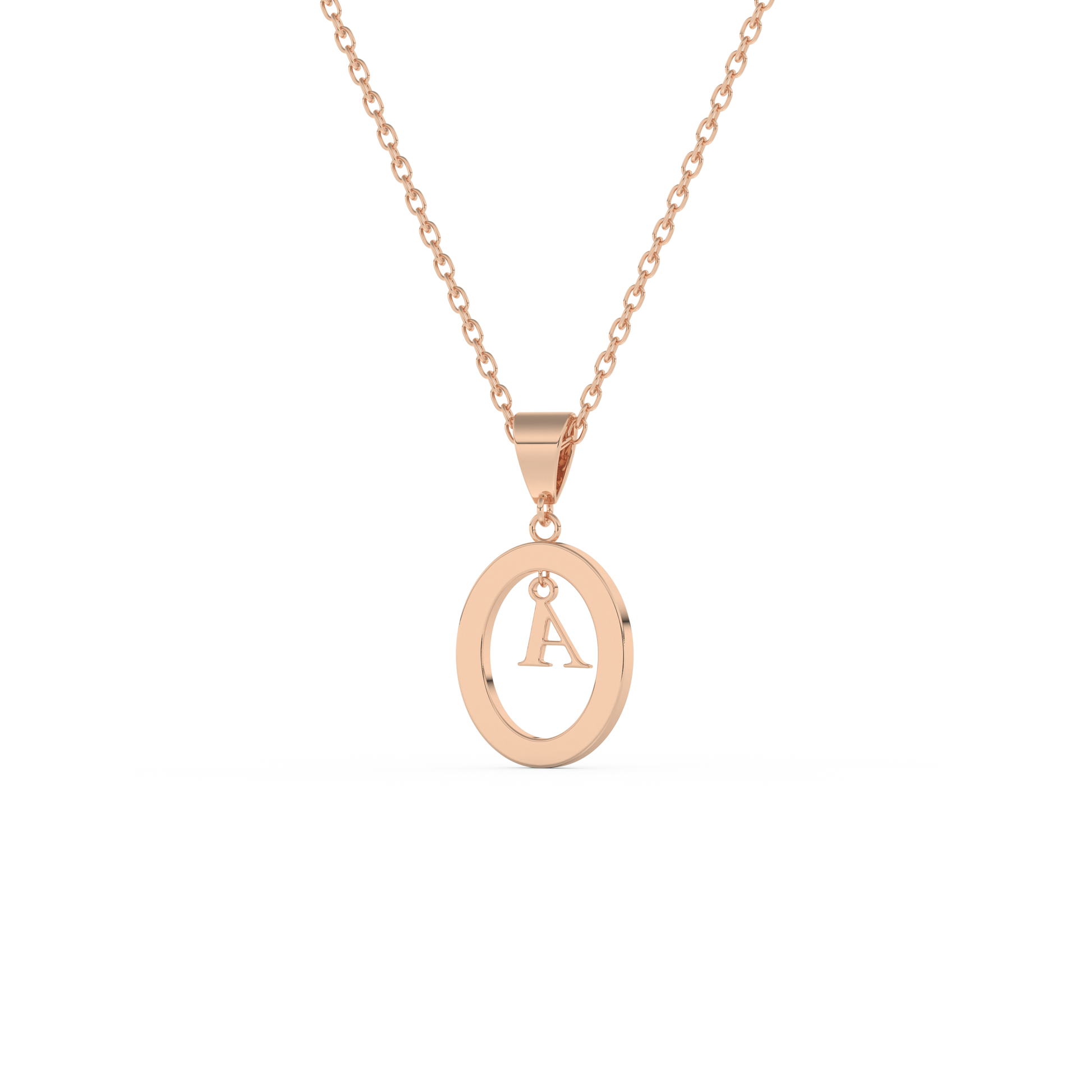 Stunning 0.05 CT Round Moissanite Diamond A Initial Necklace in Solid Gold