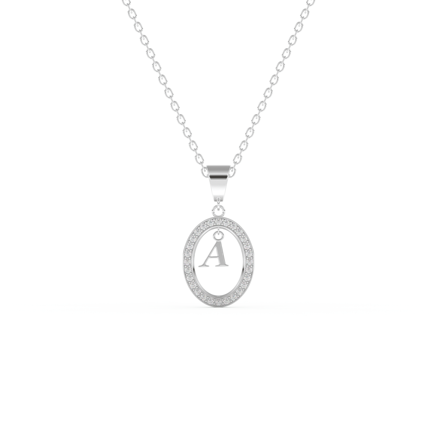 Stunning 0.05 CT Round Moissanite Diamond A Initial Necklace in Solid Gold