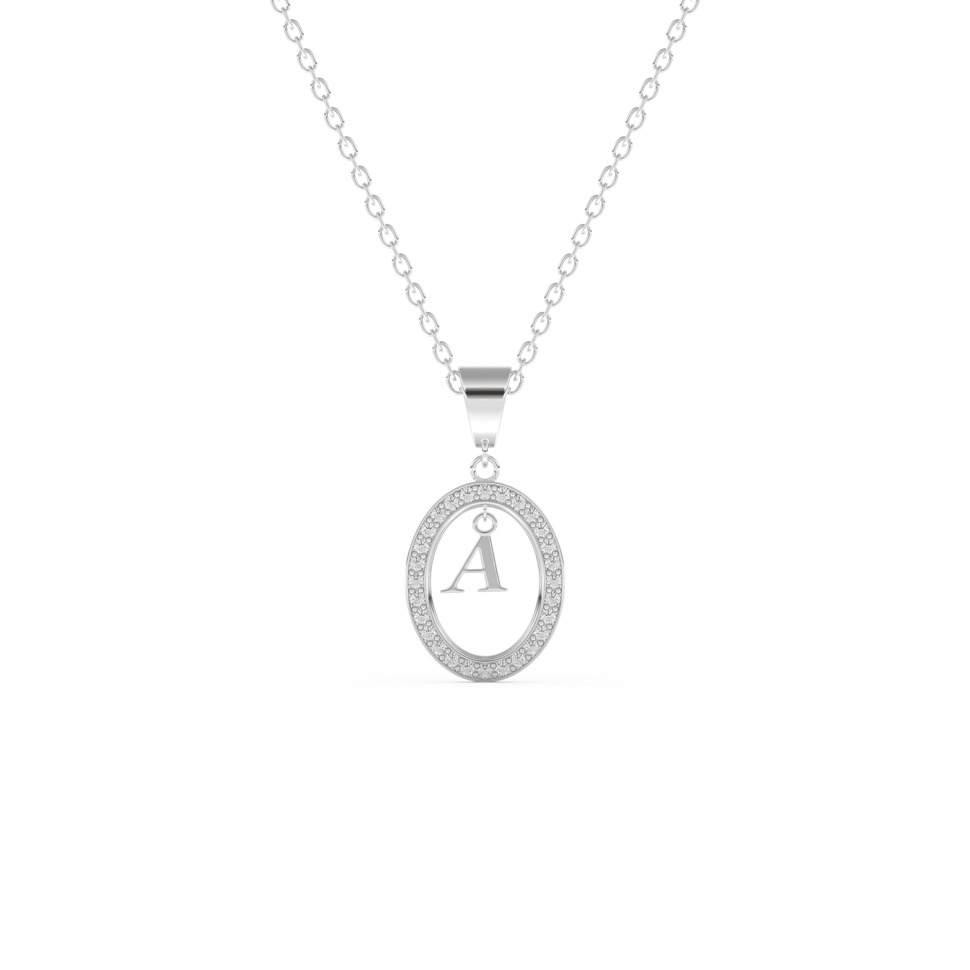 Stunning 0.05 CT Round Moissanite Diamond A Initial Necklace in Solid Gold