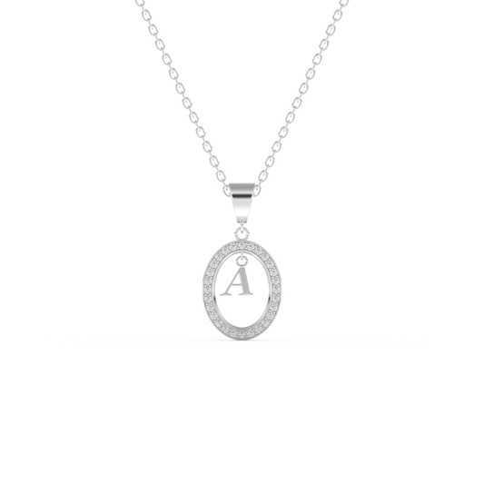 Stunning 0.05 CT Round Moissanite Diamond A Initial Necklace in Solid Gold
