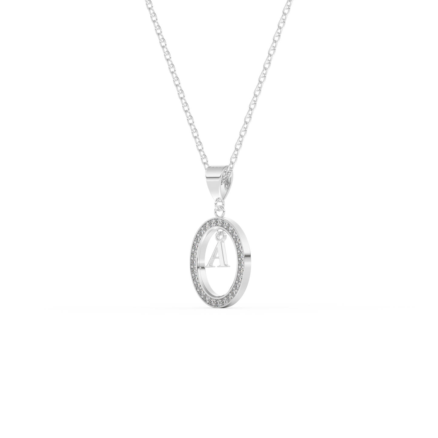 Stunning 0.05 CT Round Moissanite Diamond A Initial Necklace in Solid Gold